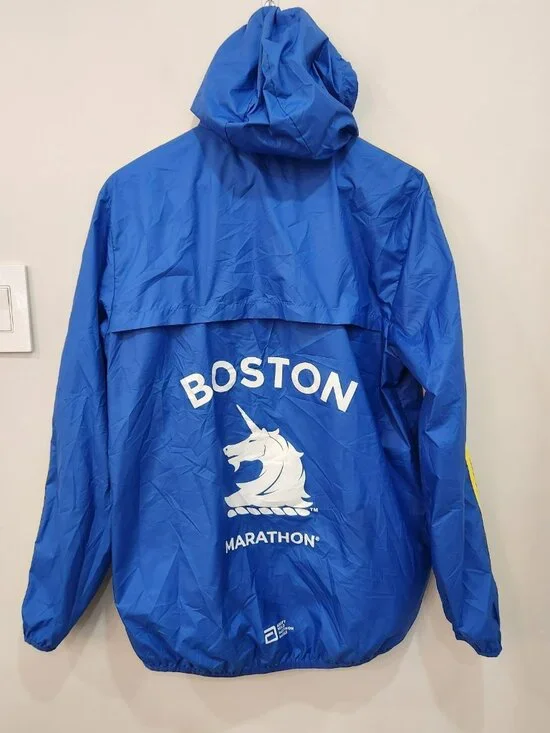 Adidas Boston Marathon 2023 Windbreaker Mens M Blue Full Zip Track Hoodie Run - Picture 3 of 15